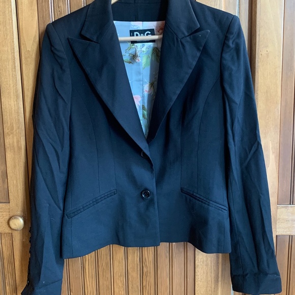 Dolce & Gabanna Black Blazer With Floral Lining - Picture 1 of 7